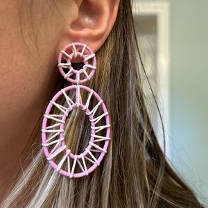 Sugarfix by BAUBLEBAR Pink Intricate Raffia Hoop Earrings